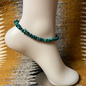 9 1/4 inch malachite nugget anklet